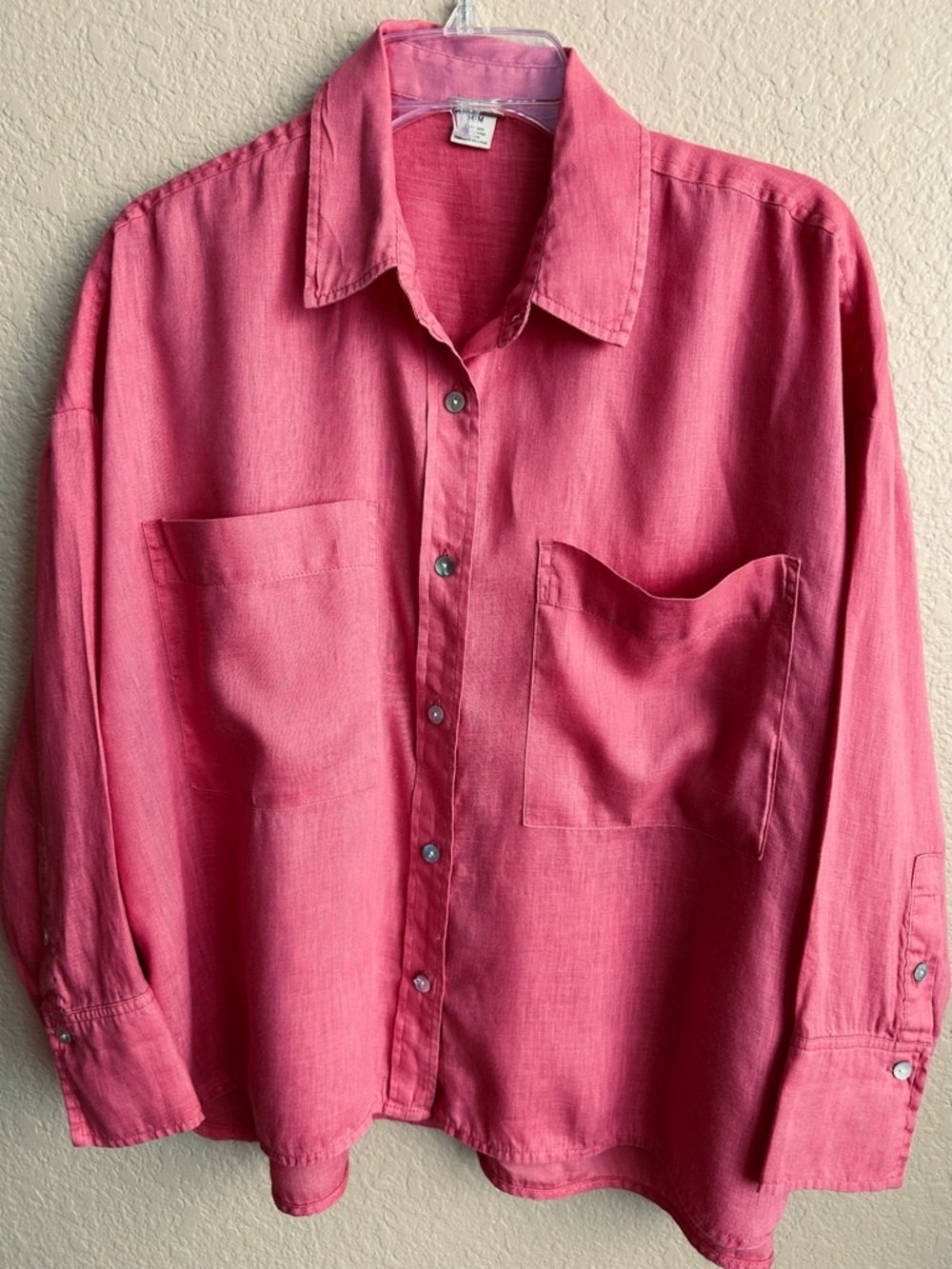Magaschoni Linen Long Sleeve Button Down Shirt